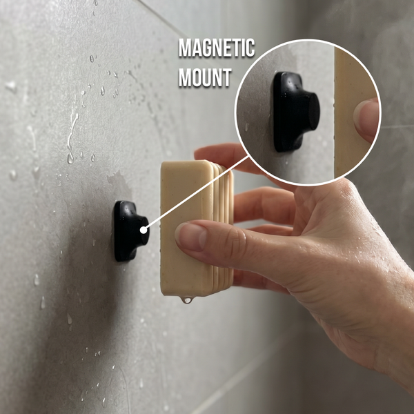 One magnetic click and your bar floats on the wall